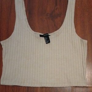 Forever 21 Beige Ribbed Tank Top